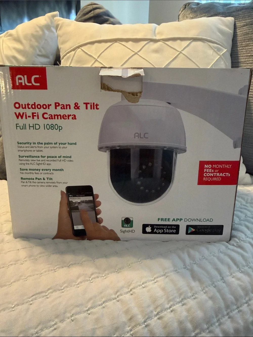 New out of the box A.L.C. Outdoor Pan & Tilt Wi‑Fi Camera - White
